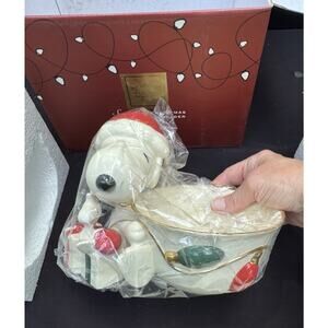 Brand New Lenox Snoopy's Christmas Serving Bowl With Spreader Knife Woodstock